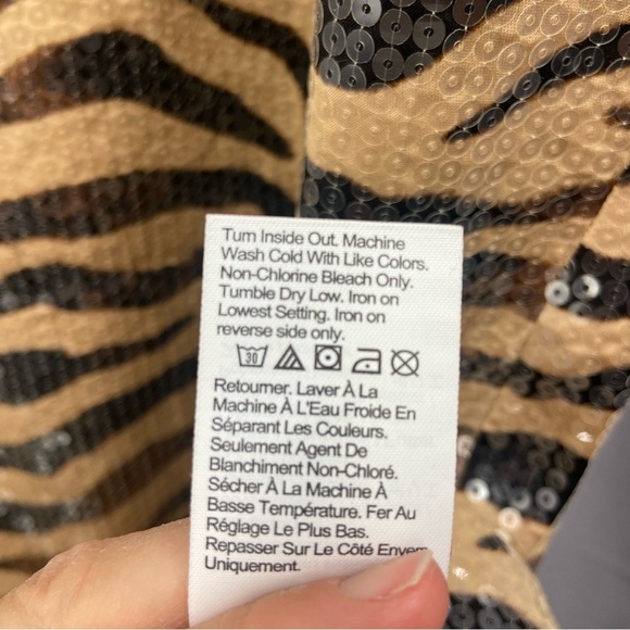 J.Crew Gwyneth Sequin Slip Dress in Sandy Zebra Stripe Size 16 NWT - Picture 10 of 11